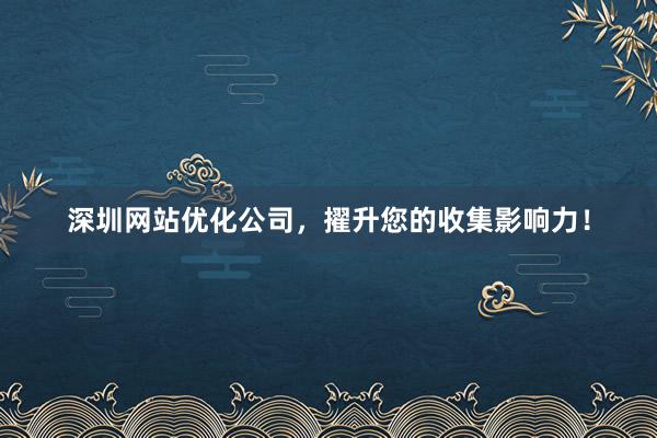 深圳网站优化公司，擢升您的收集影响力！